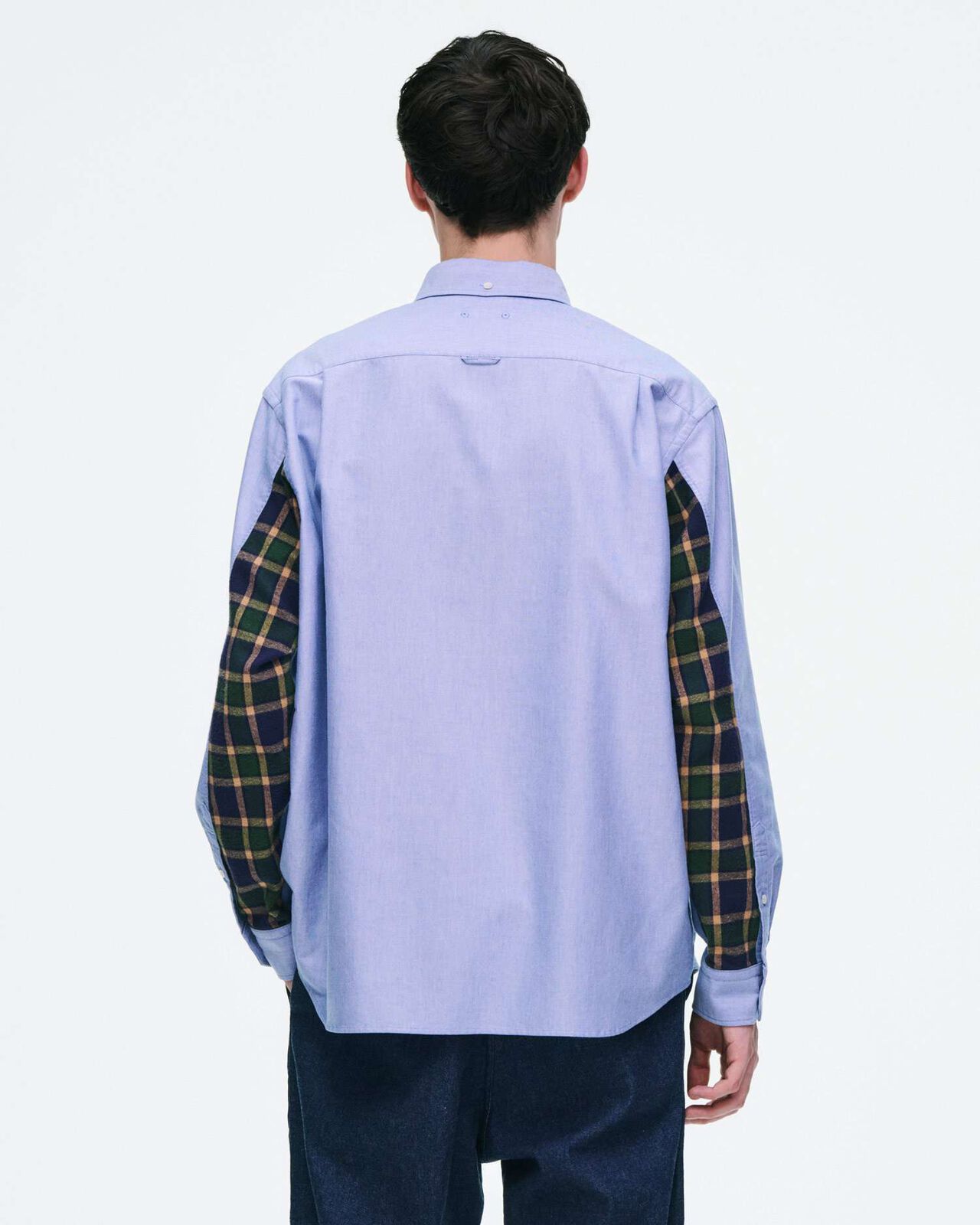 CHECK PANELED B.D SHIRT,BLUE, large image number 4