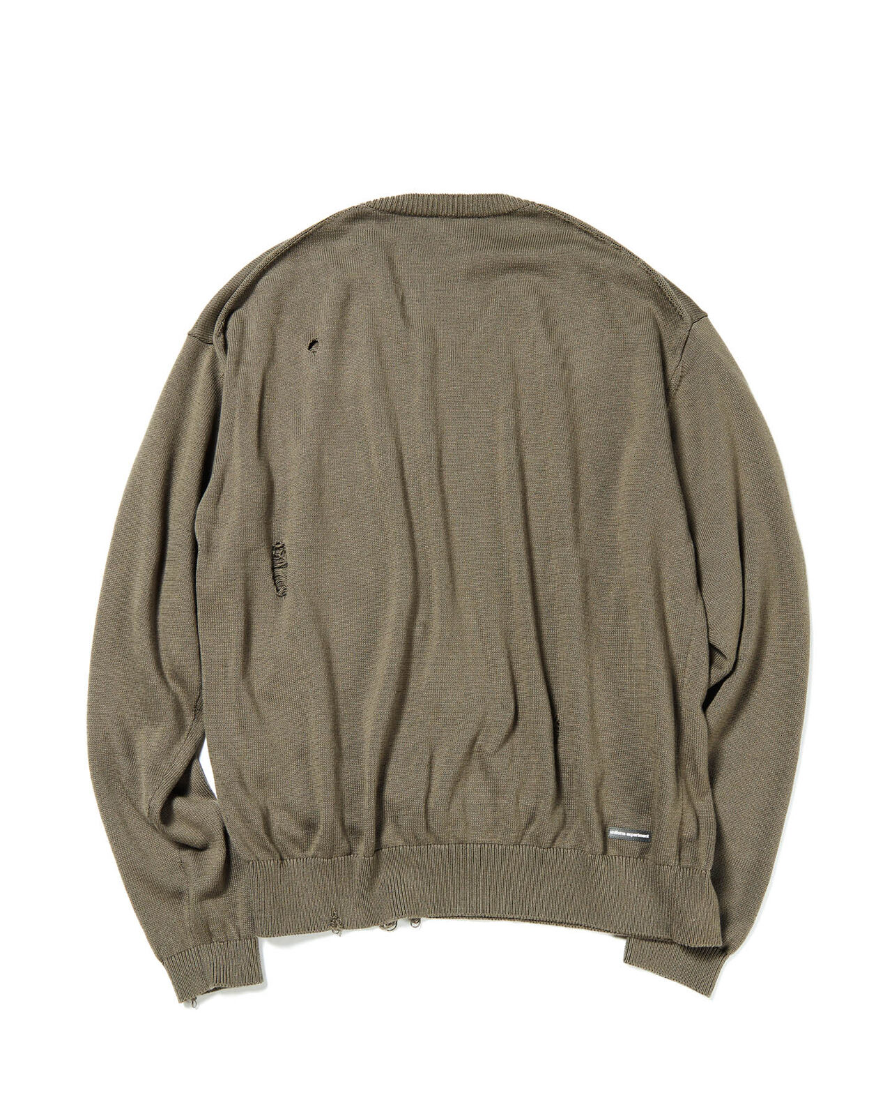 DAMAGED V NECK KNIT,KHAKI, large image number 1