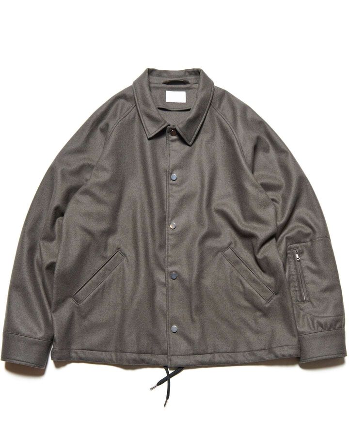 LIGHT MELTON WOOL COACH JACKET,CHARCOAL GRAY, medium