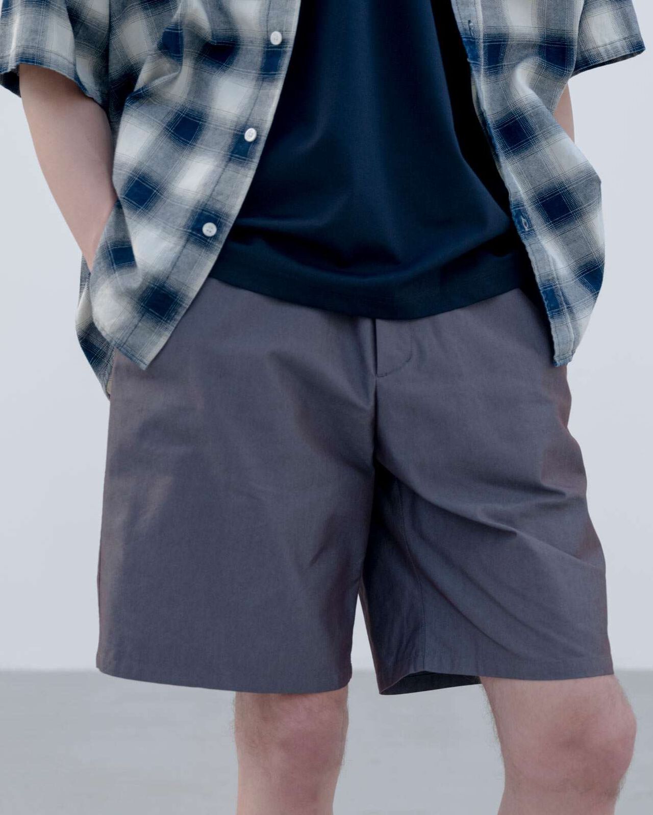 CHAMBRAY EASY SHORTS,BEIGE, large image number 4