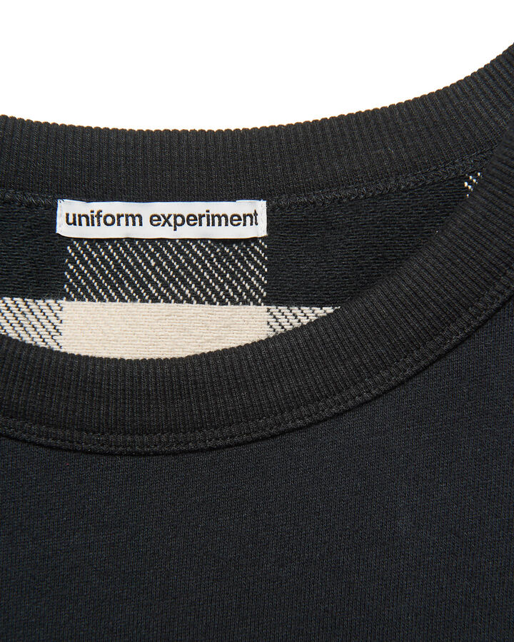 LINE FLANNEL CHECK PANELED CREWNECK TOP,BLACK, medium image number 3