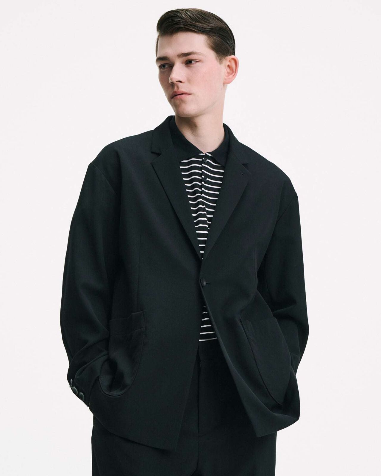 WASHER WOOL RELAX-FIT BLAZER,BLACK, large image number 4