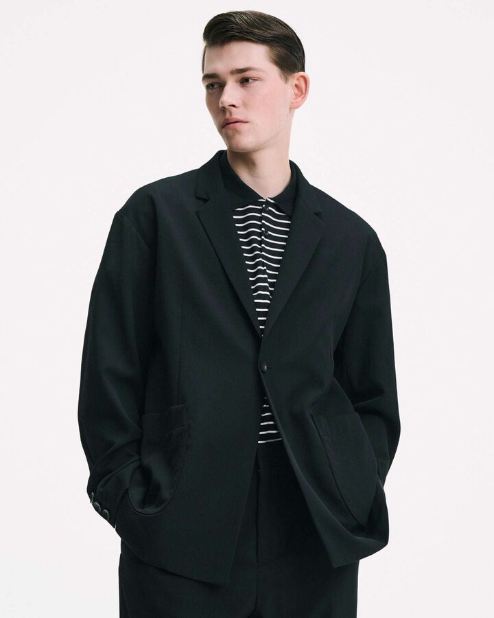 WASHER WOOL RELAX-FIT BLAZER,BLACK, medium image number 4