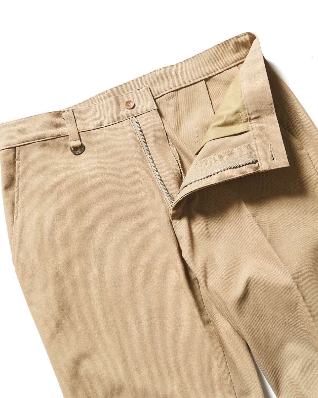 HIGH TWISTED WASHER COTTON SERGE STRAIGHT PANTS,BEIGE, large image number 3