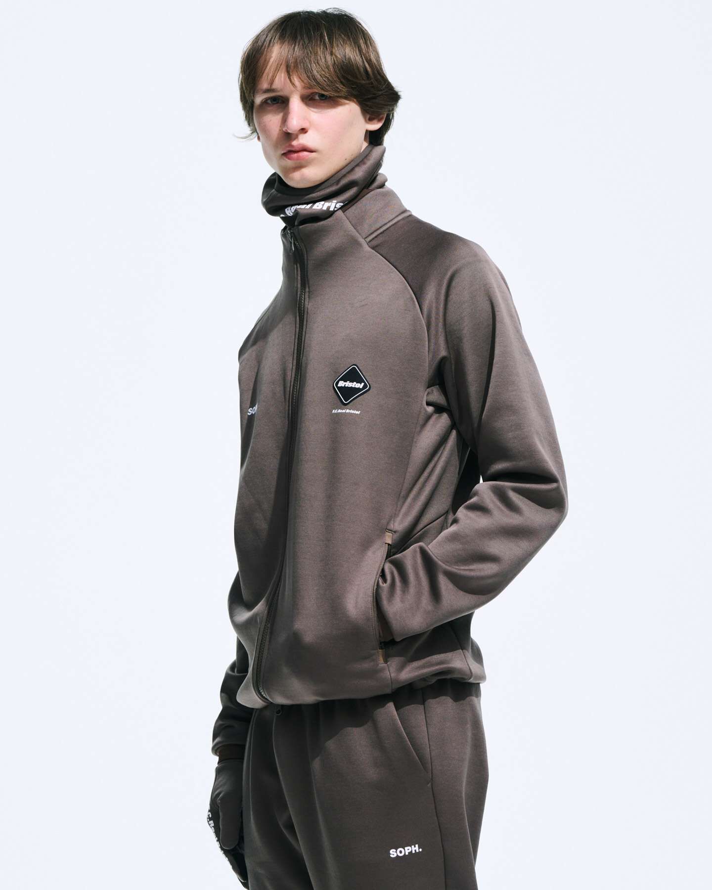 STRETCH FLEECE STAND COLLAR BLOUSON