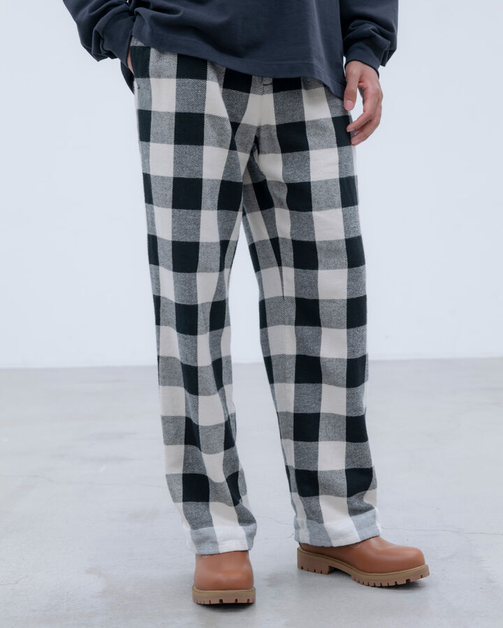 LINE FLANNEL CHECK EASY PANTS,BLACK, medium image number 6