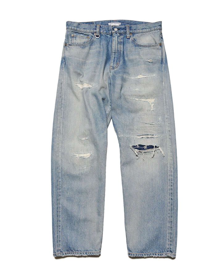 DAMAGED DENIM REGULAR-FIT JEANS,LIGHT INDIGO, medium image number 0