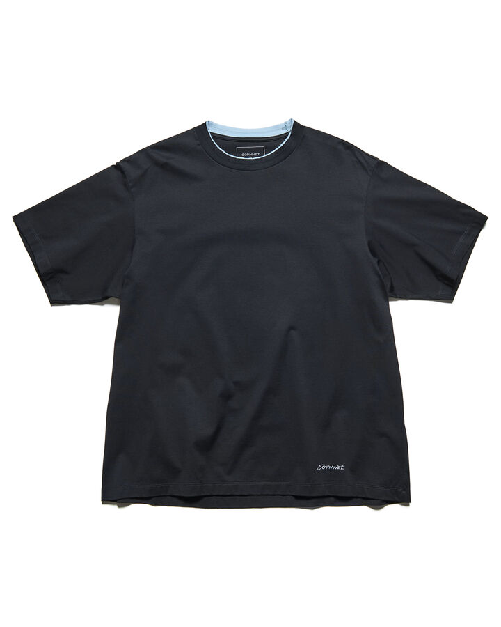 LUSTER COTTON DOUBLE RIB WIDE TEE,BLACK, medium