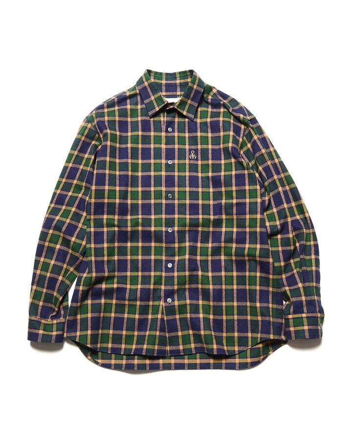 FLANNEL CHECK RELAX-FIT SHIRT,NAVY, medium image number 0