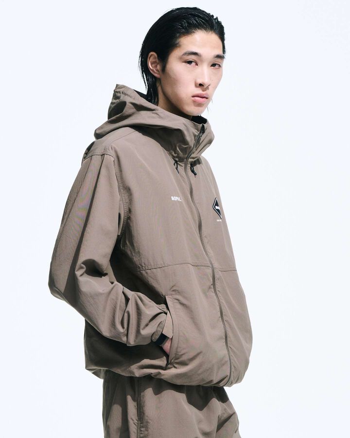 NYLON HOODED BLOUSON,CHARCOAL GRAY, medium image number 4