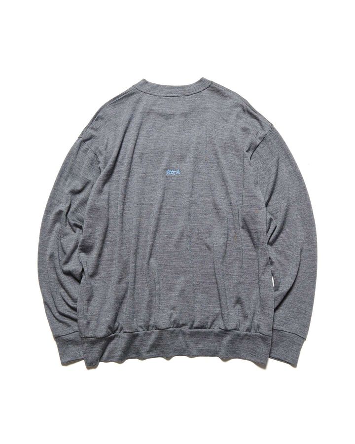 STAR STITCHED WASHABLE SWEATER,GRAY, medium image number 1
