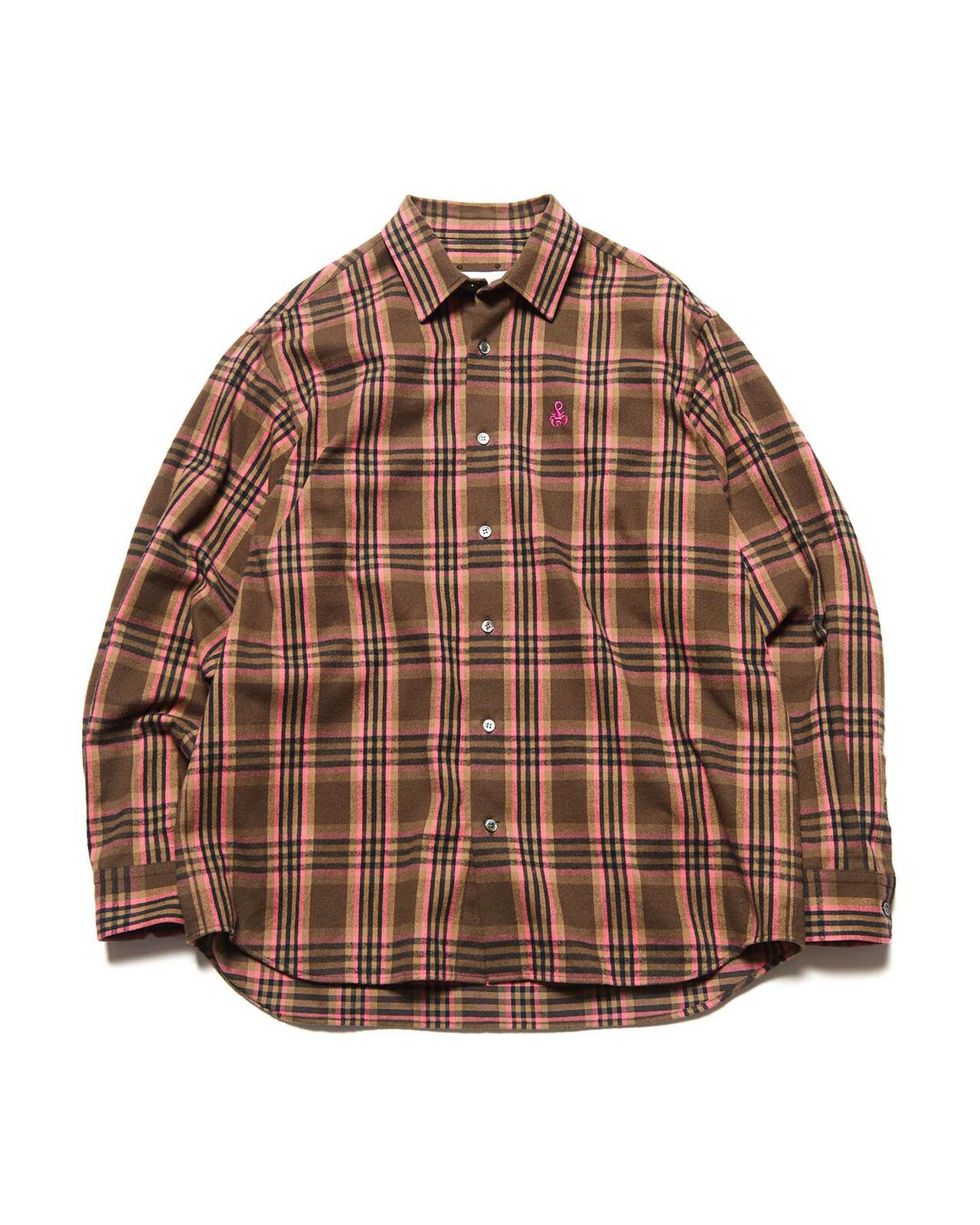FLANNEL CHECK RELAX-FIT SHIRT,BROWN, large image number 0
