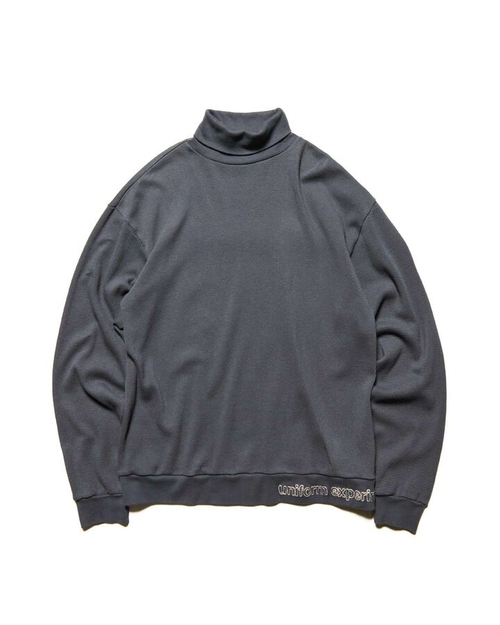 WAFFLE HIGHNECK TOP,CHARCOAL GRAY, medium