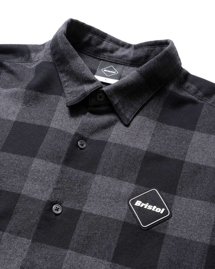 BIG LOGO FLANNEL BAGGY SHIRT,BLACK, medium image number 2