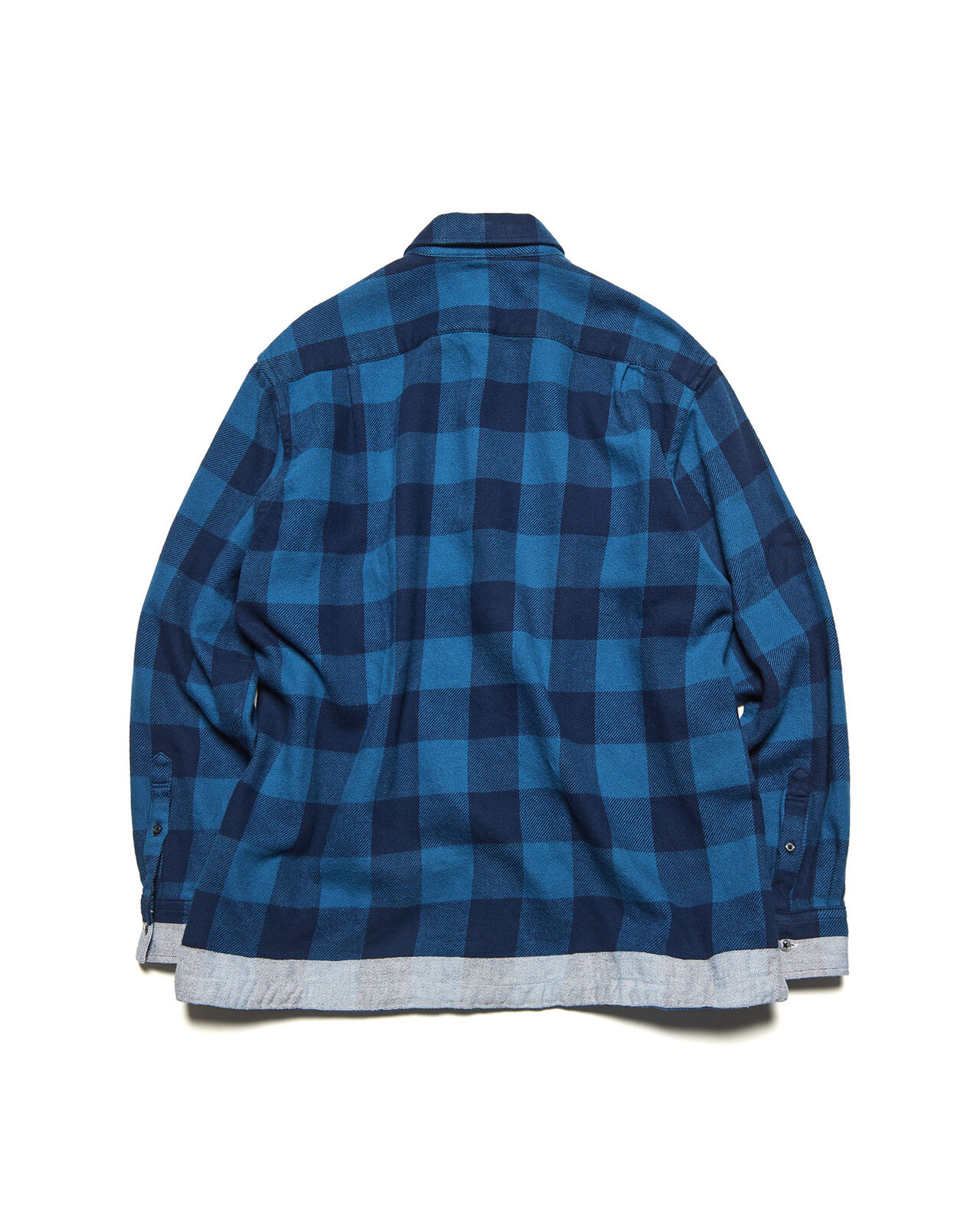 LINE FLANNEL CHECK DRAWCORD SHIRT,BLUE, large image number 1