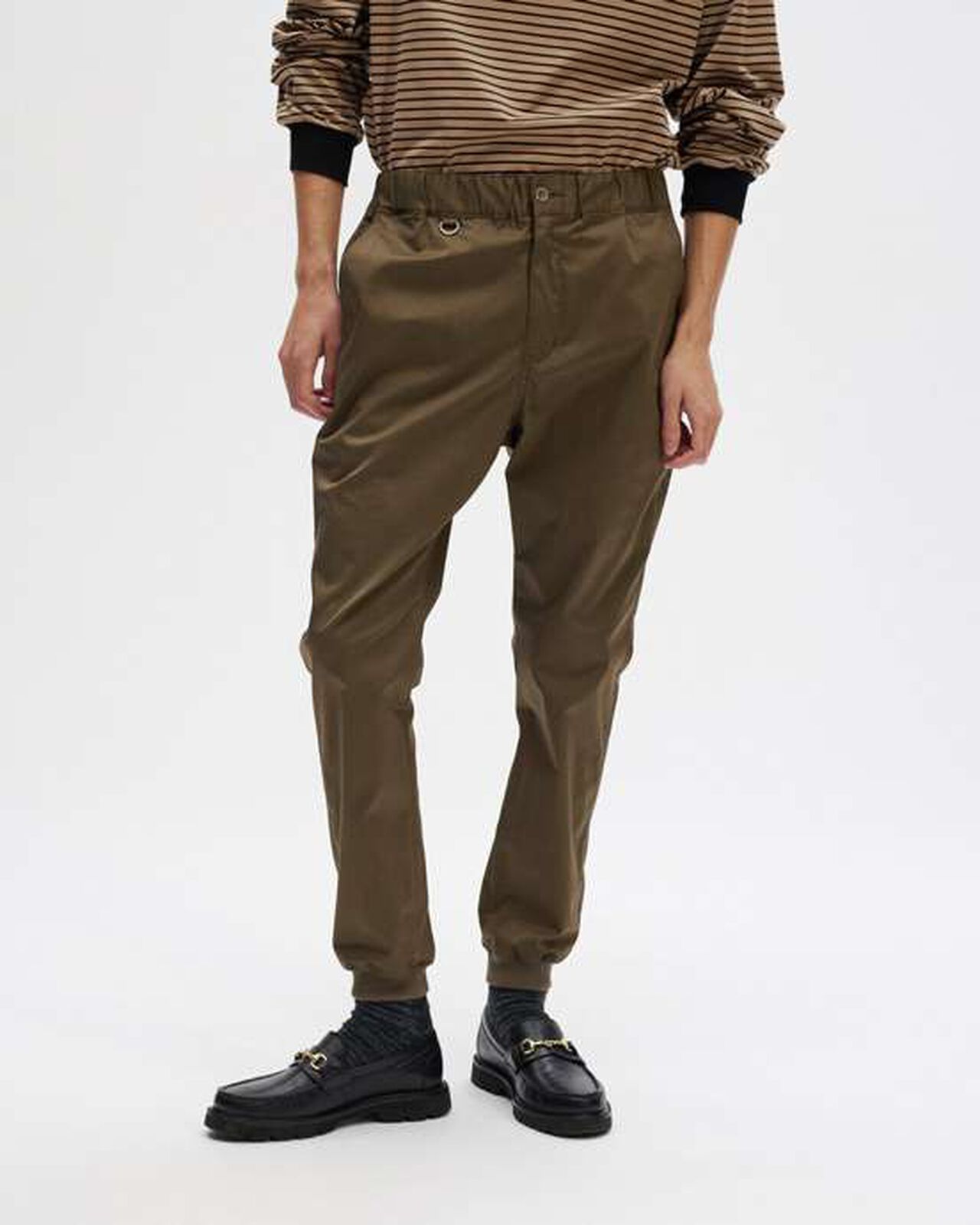 SLIM FIT RIBBED PANTS,KHAKI, large image number 4
