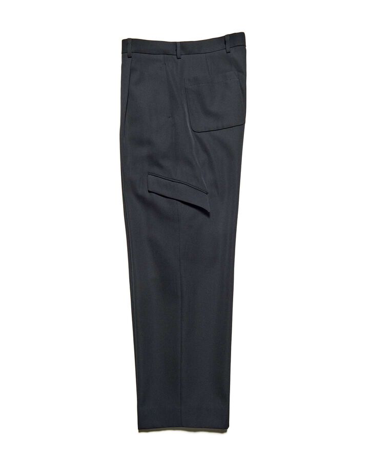 DOESKIN WOOL SIDE POCKET SLACKS,BLACK, medium image number 1