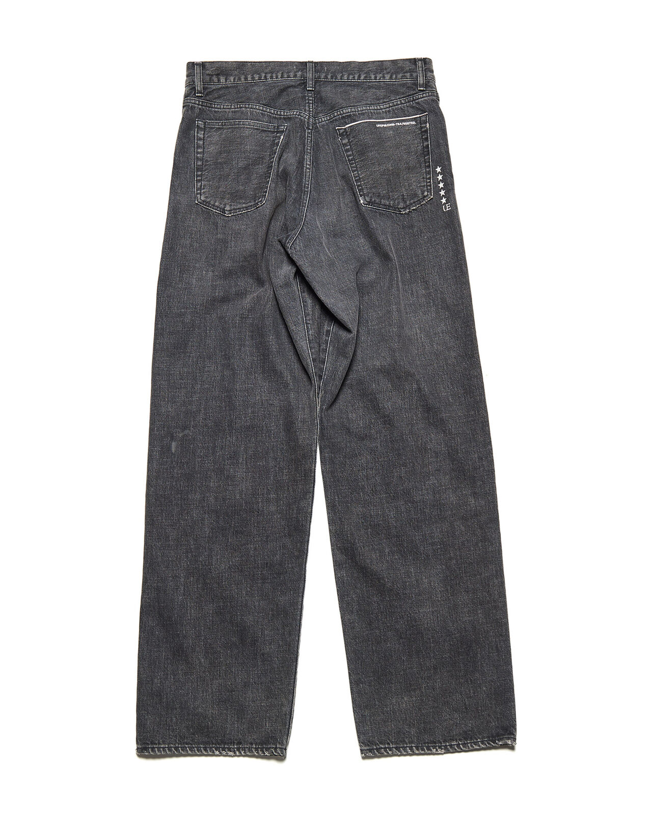 DAMAGED DENIM WIDE-FIT JEANS,BLACK, large image number 1