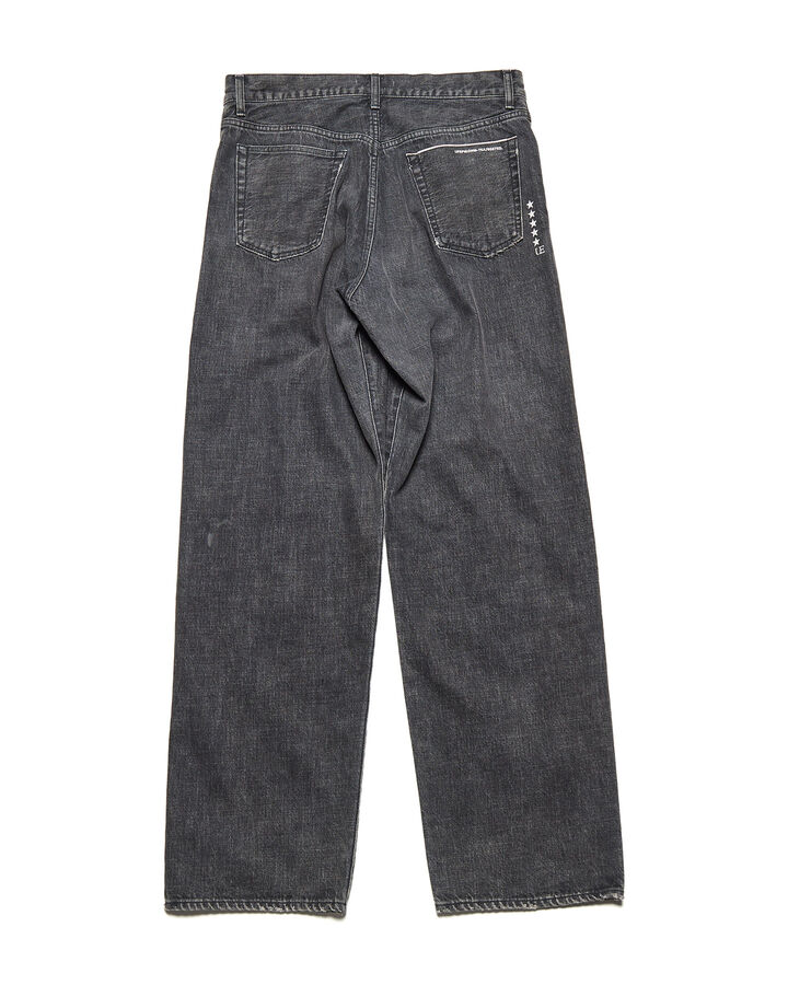 DAMAGED DENIM WIDE-FIT JEANS,BLACK, medium image number 1
