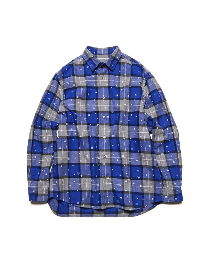 STAR PRINT CHECK SHIRT,BLUE, medium