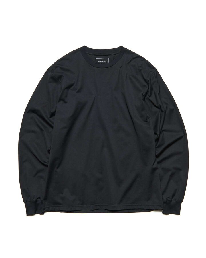 LUSTER COTTON ESSENTIAL L/S TEE,BLACK, medium