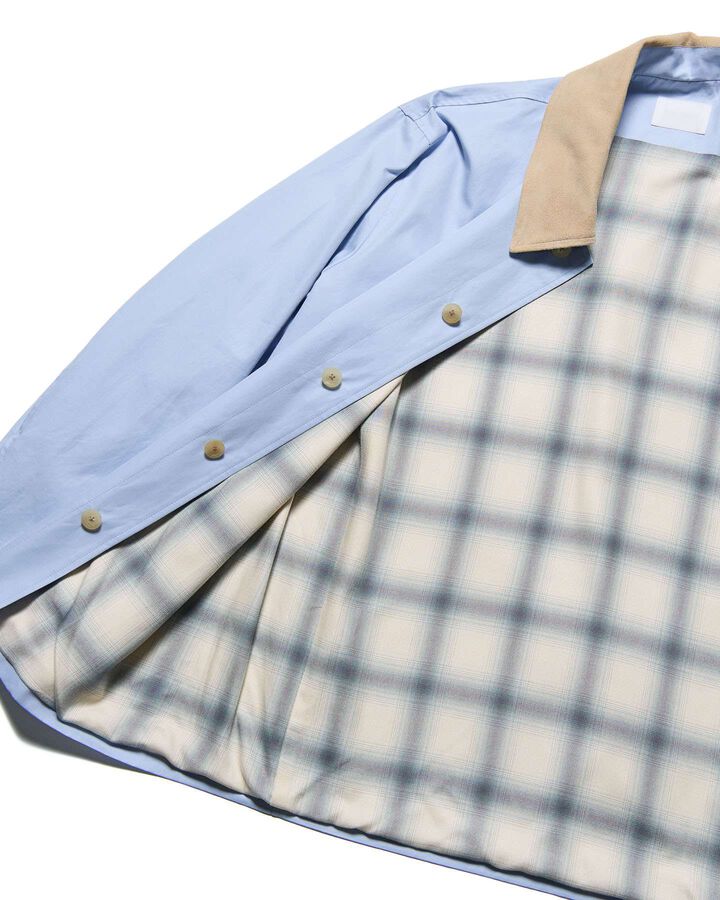 LEATHER COLLAR COVERALL,LIGHT BLUE, medium image number 3