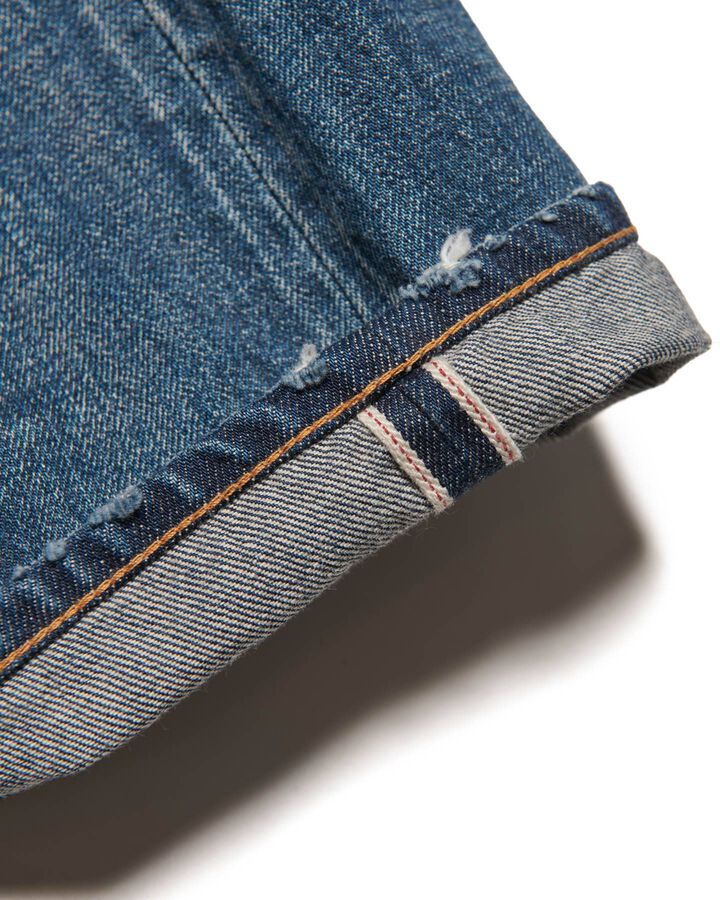 DAMAGED DENIM TAPERED-FIT JEANS,INDIGO, medium image number 5