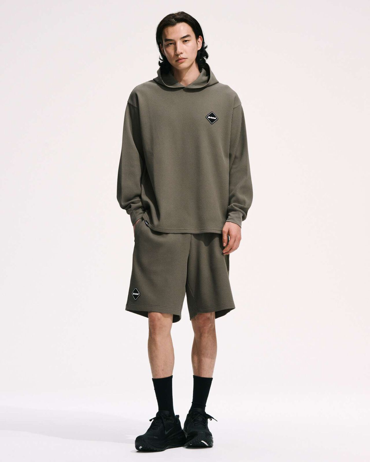 TECH WAFFLE LOUNGE HOODIE,GREIGE, large image number 6