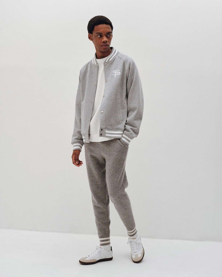 COMPACT DOUBLE KNIT SP LOGO VARSITY JACKET,BLACK, medium image number 7