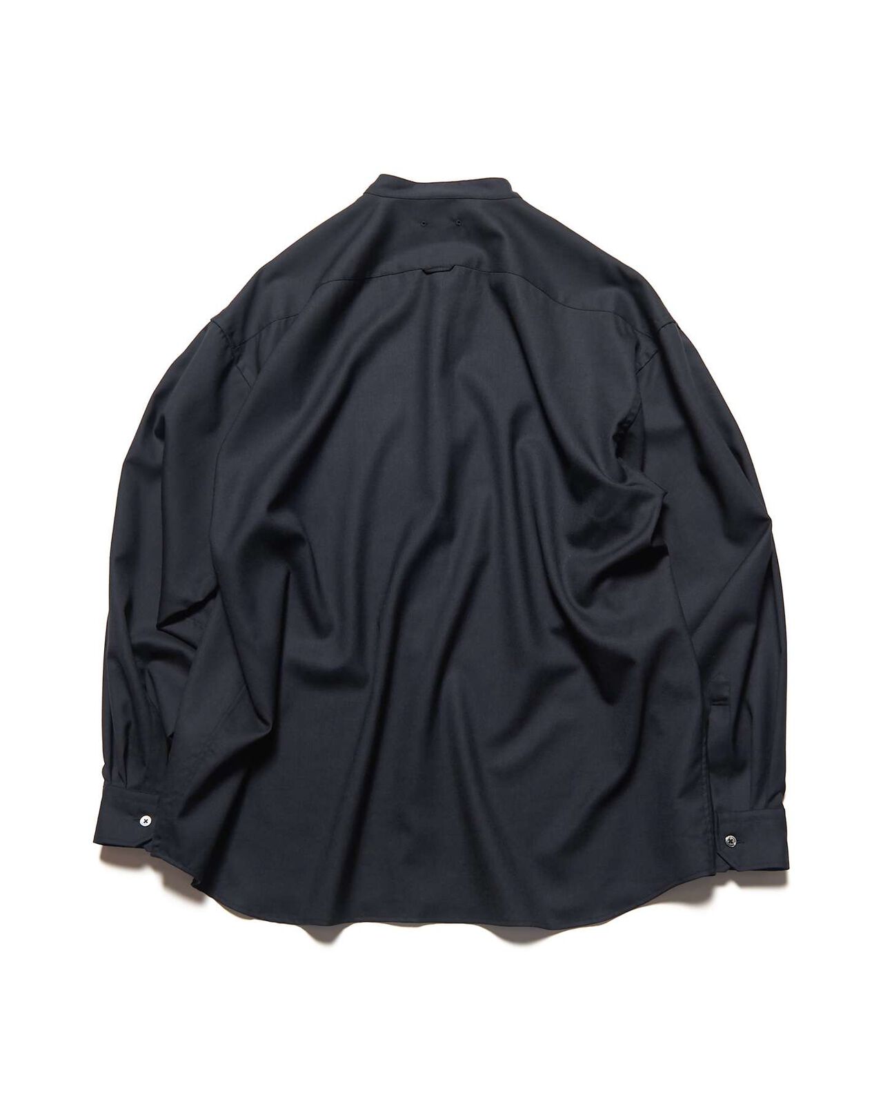 WASHBLE WOOL BAND COLLAR SHIRT,BLACK, large image number 1