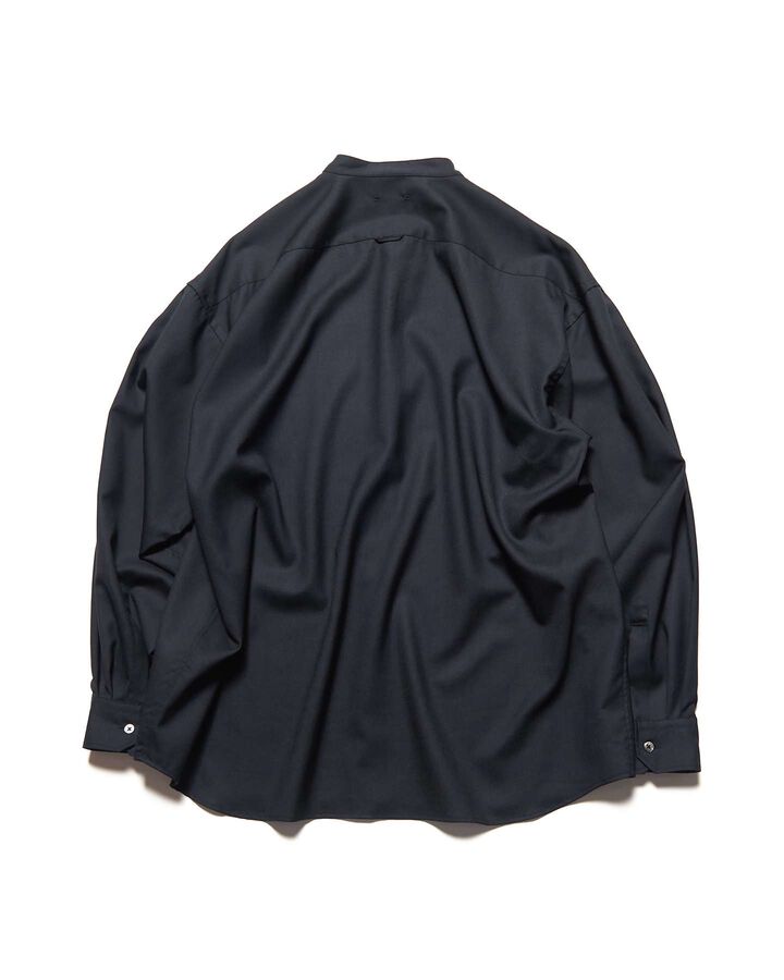 WASHBLE WOOL BAND COLLAR SHIRT,BLACK, medium image number 1