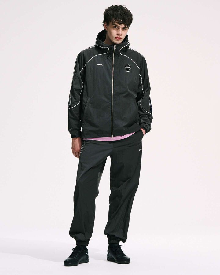 NYLON CHAMBRAY PRACTICE HOODED JACKET,BLACK, medium image number 7