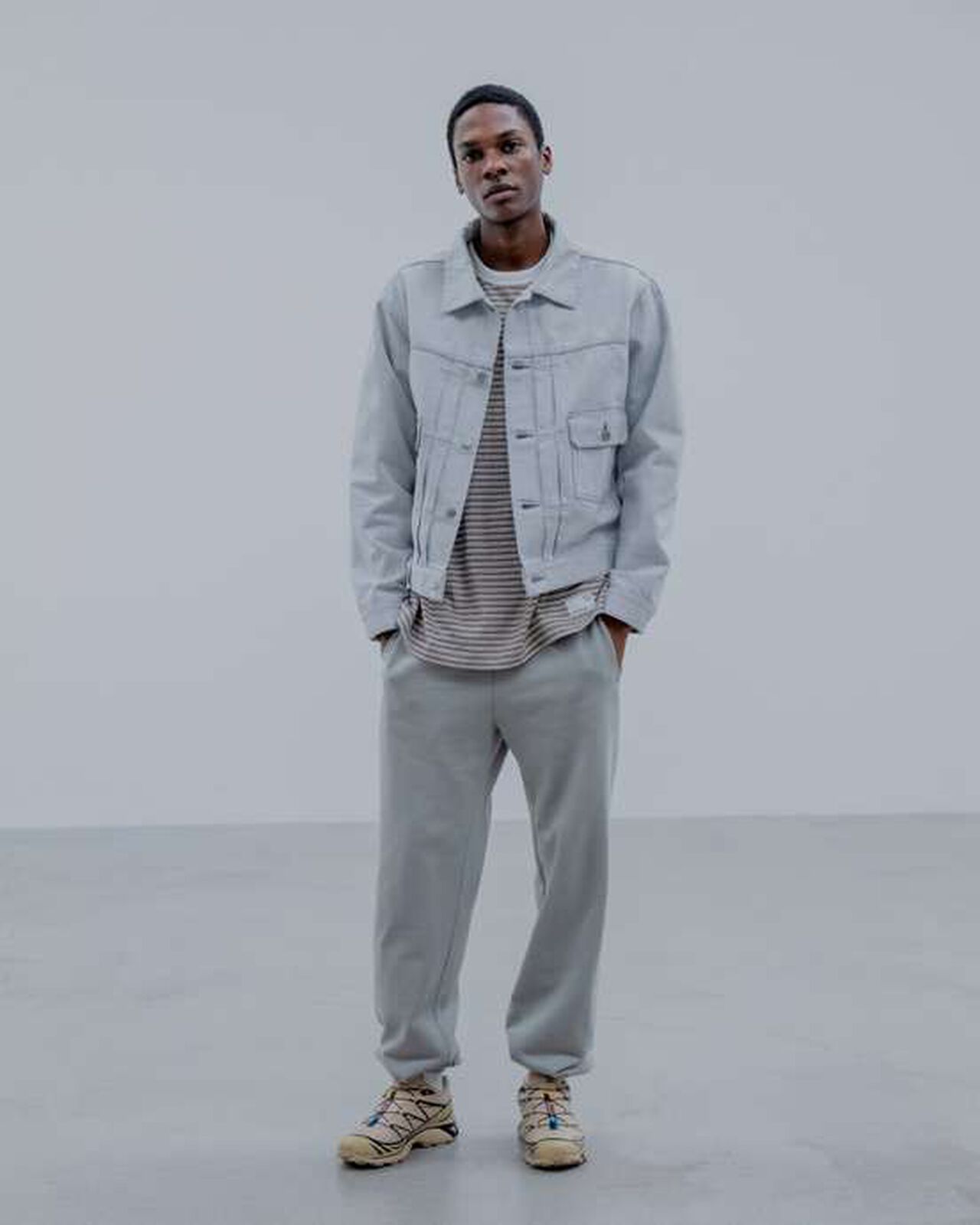 WASHED DENIM JACKET,WHITE, large image number 5