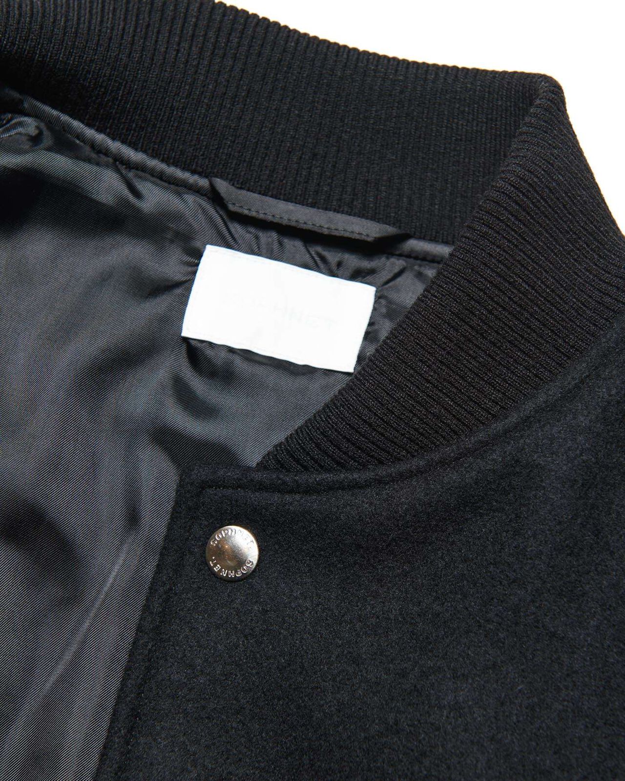 MELTON LAMBSWOOL VARSITY JACKET,BLACK, large image number 2