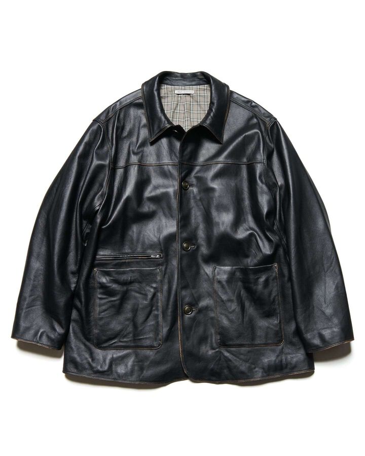 LEATHER CAR COAT,BLACK, medium