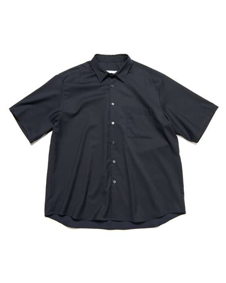 SUMMER STRETCH WOOL S/S SHIRT,NAVY, medium