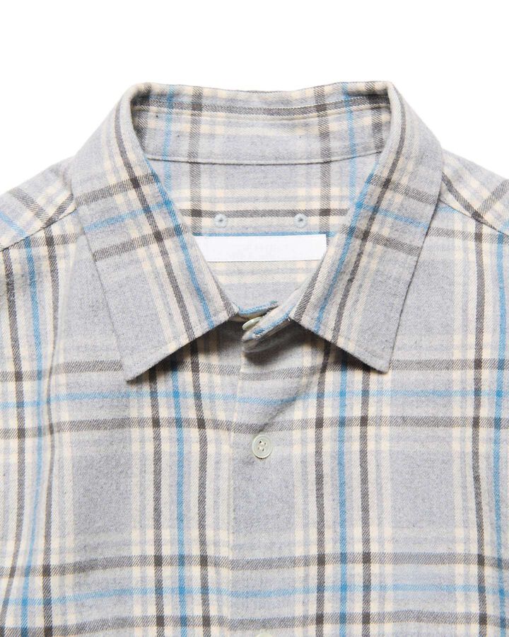 FLANNEL CHECK RIBBED SHIRT,LIGHT GRAY, medium image number 2