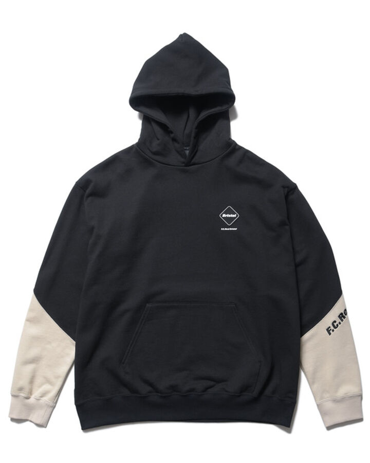 PANEL BAGGY SWEAT HOODIE,BLACK, medium image number 0