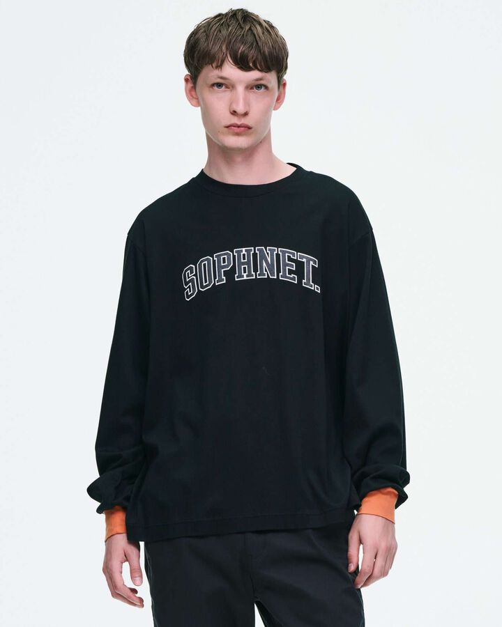COLLEGE LOGO COLOR RIBBED L/S WIDE TEE,BLACK, medium image number 4