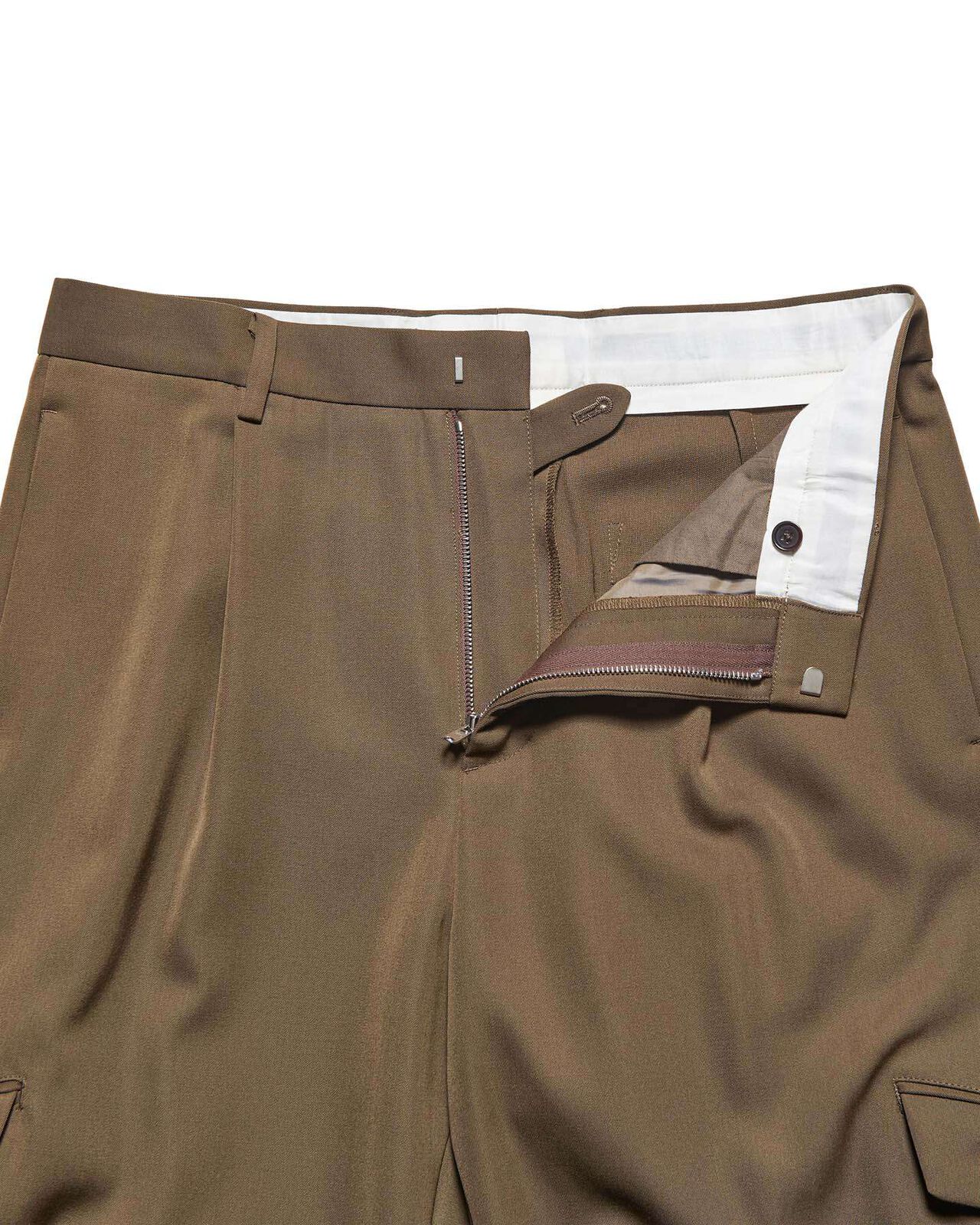 DOESKIN WOOL SIDE POCKET SLACKS,BROWN, large image number 3