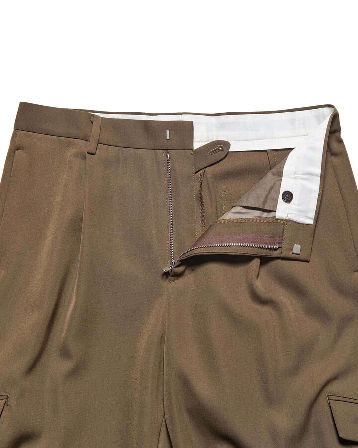 DOESKIN WOOL SIDE POCKET SLACKS,BROWN, medium image number 3