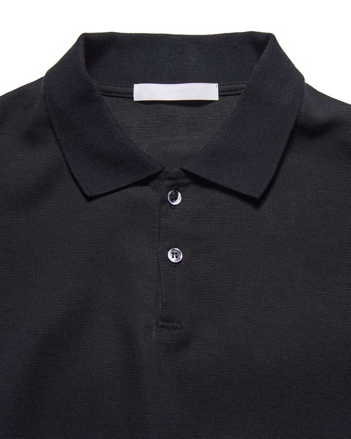 LINEN MESH OVERSIZED POLO,BLACK, medium image number 2