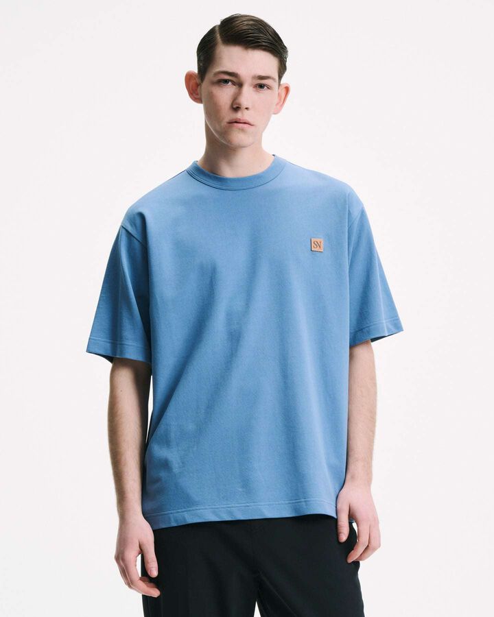 LEATHER PATCH WIDE TEE,KHAKI, medium image number 5