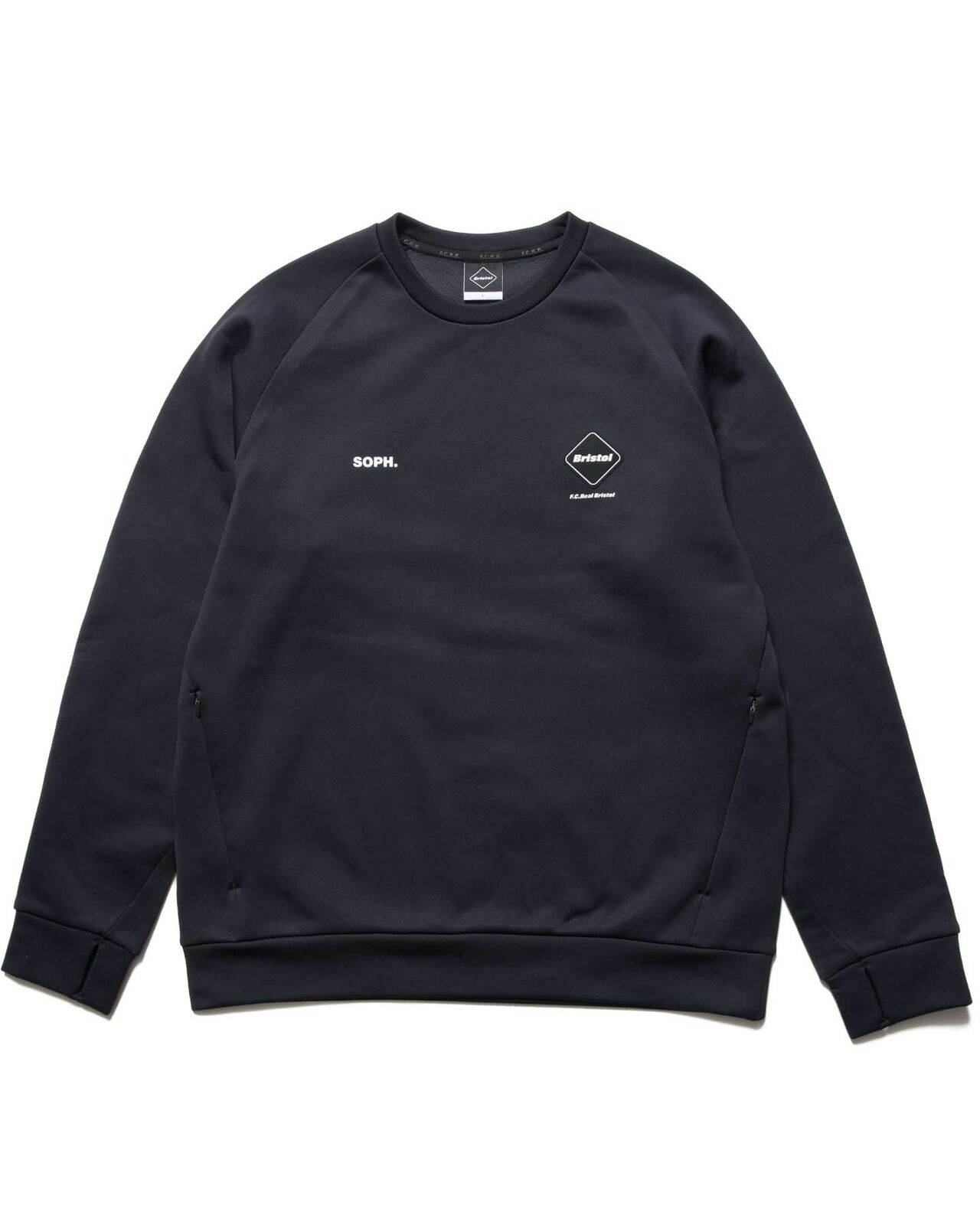 STRETCH FLEECE CREWNECK TOP,BLACK, large image number 1
