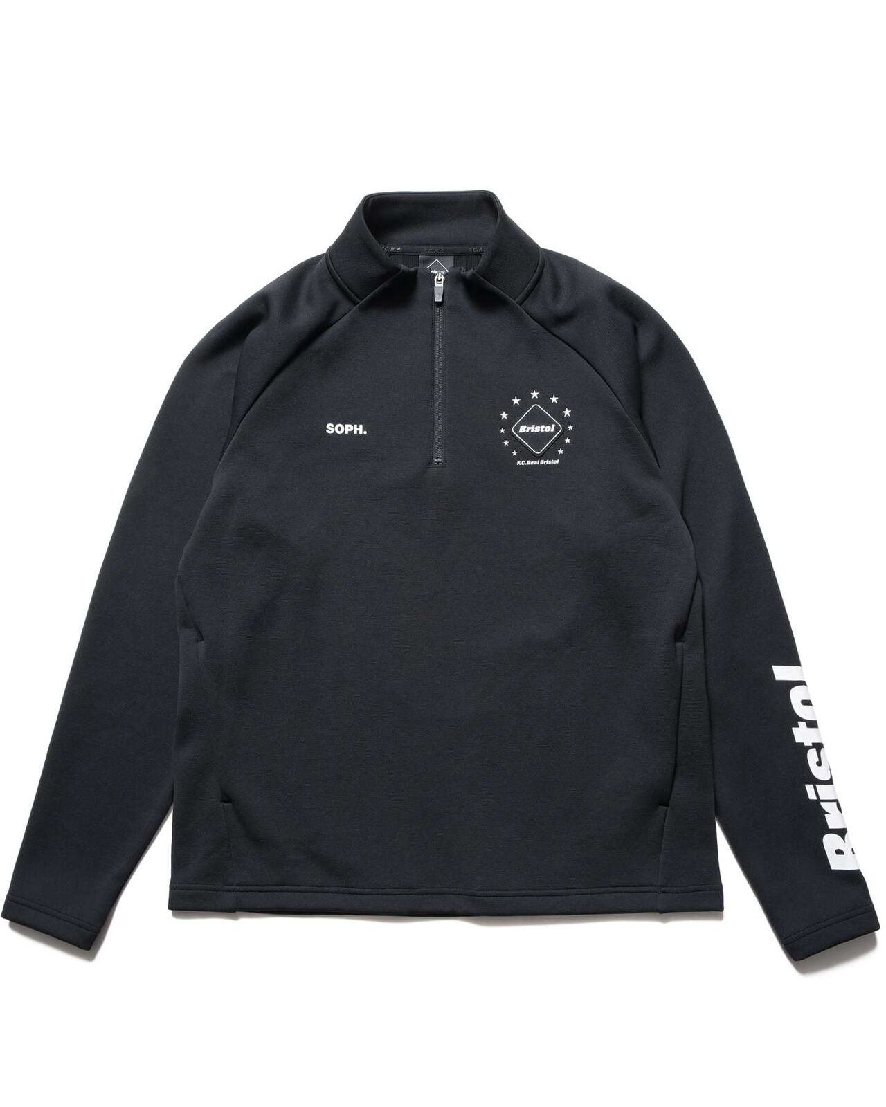QUARTER KNIT ESSENTIAL HALF-ZIP TOP,BLACK, large image number 0