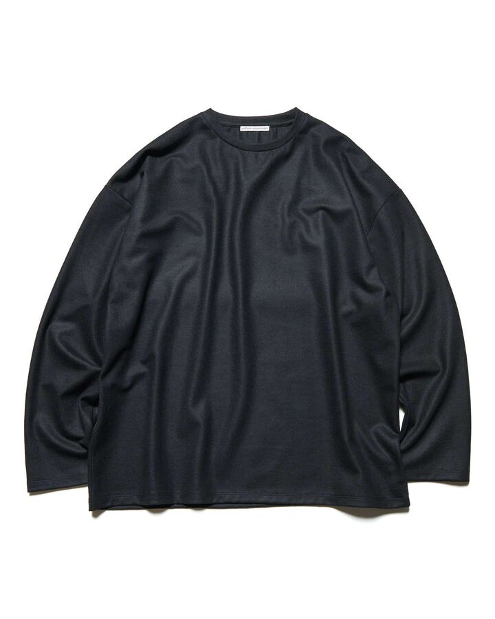 SILKY MILLED WOOL LOOSE L/S TEE,BLACK, medium