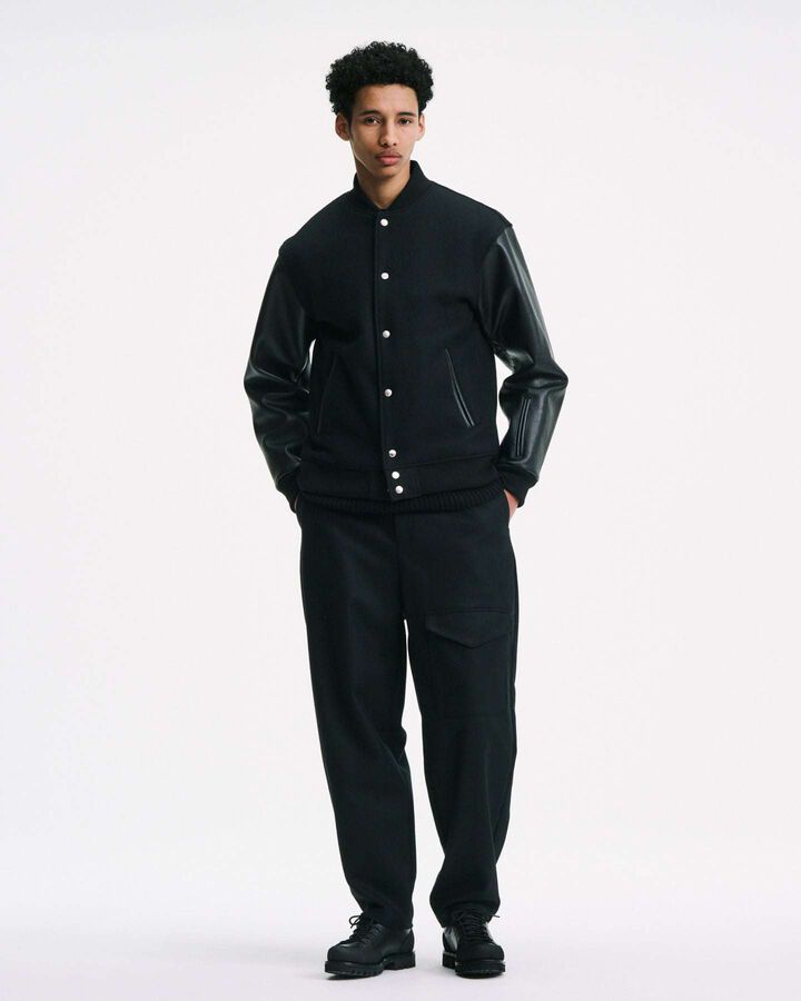 MELTON LAMBSWOOL VARSITY JACKET,NAVY, medium image number 7