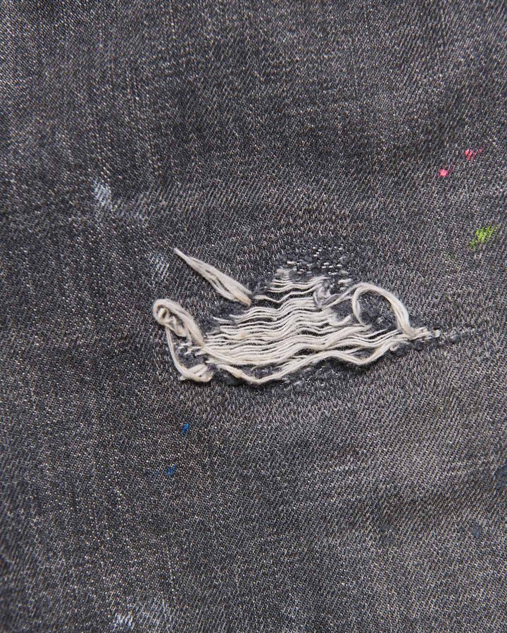 DAMAGED DENIM WIDE-FIT JEANS,BLACK, medium image number 3