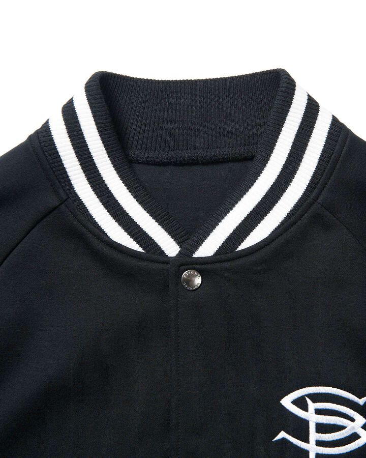 COMPACT DOUBLE KNIT SP LOGO VARSITY JACKET,BLACK, medium image number 2