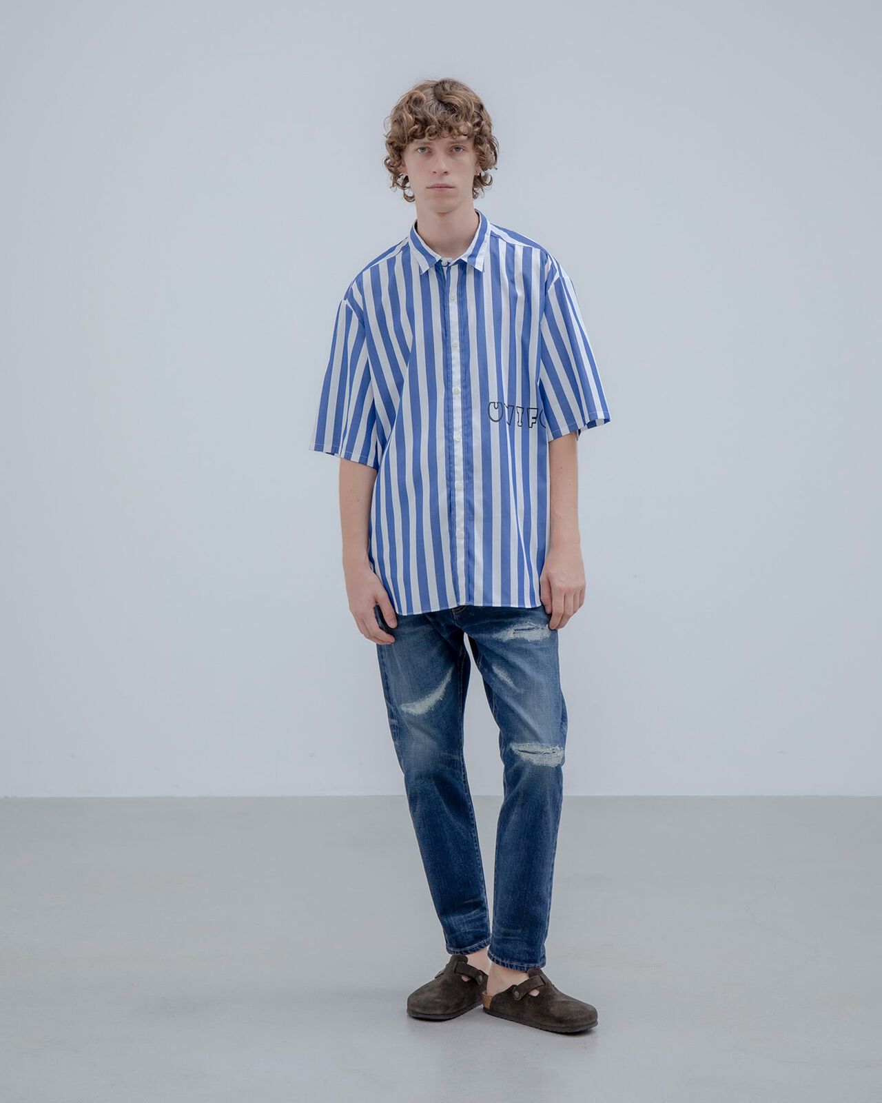 BOLD STRIPE S/S SHIRT,NAVY, large image number 5